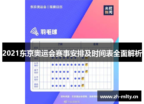 2021东京奥运会赛事安排及时间表全面解析